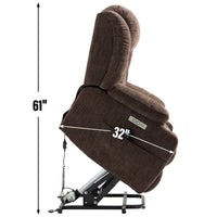 Brown Chenille Power Lift Recliner Chair, Heavy Duty Motion Mechanism with 8 - Point Vibration Massage and Lumbar Heating, USB and Type - C Ports, Stainless Steel Cup Holders - My Lift Chair