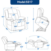 Brown Chenille Power Lift Recliner Chair, Heavy Duty Motion Mechanism with 8 - Point Vibration Massage and Lumbar Heating, USB and Type - C Ports, Stainless Steel Cup Holders - My Lift Chair