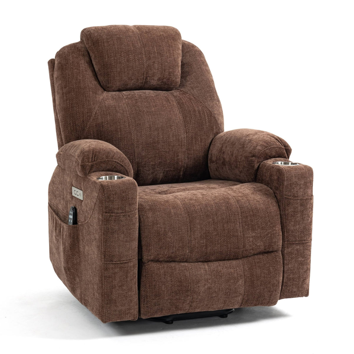 Brown Chenille Power Lift Recliner Chair, with Vibration Massage and Lumbar Heat - My Lift Chair