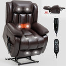 Brown Dual Motor Infinite Position Electric Medium size Power Lift Recliner Chair with 8 - Point Vibration Massage and Lumbar Heating - My Lift Chair