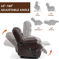 Brown Dual Motor Infinite Position Electric Medium size Power Lift Recliner Chair with 8 - Point Vibration Massage and Lumbar Heating - My Lift Chair