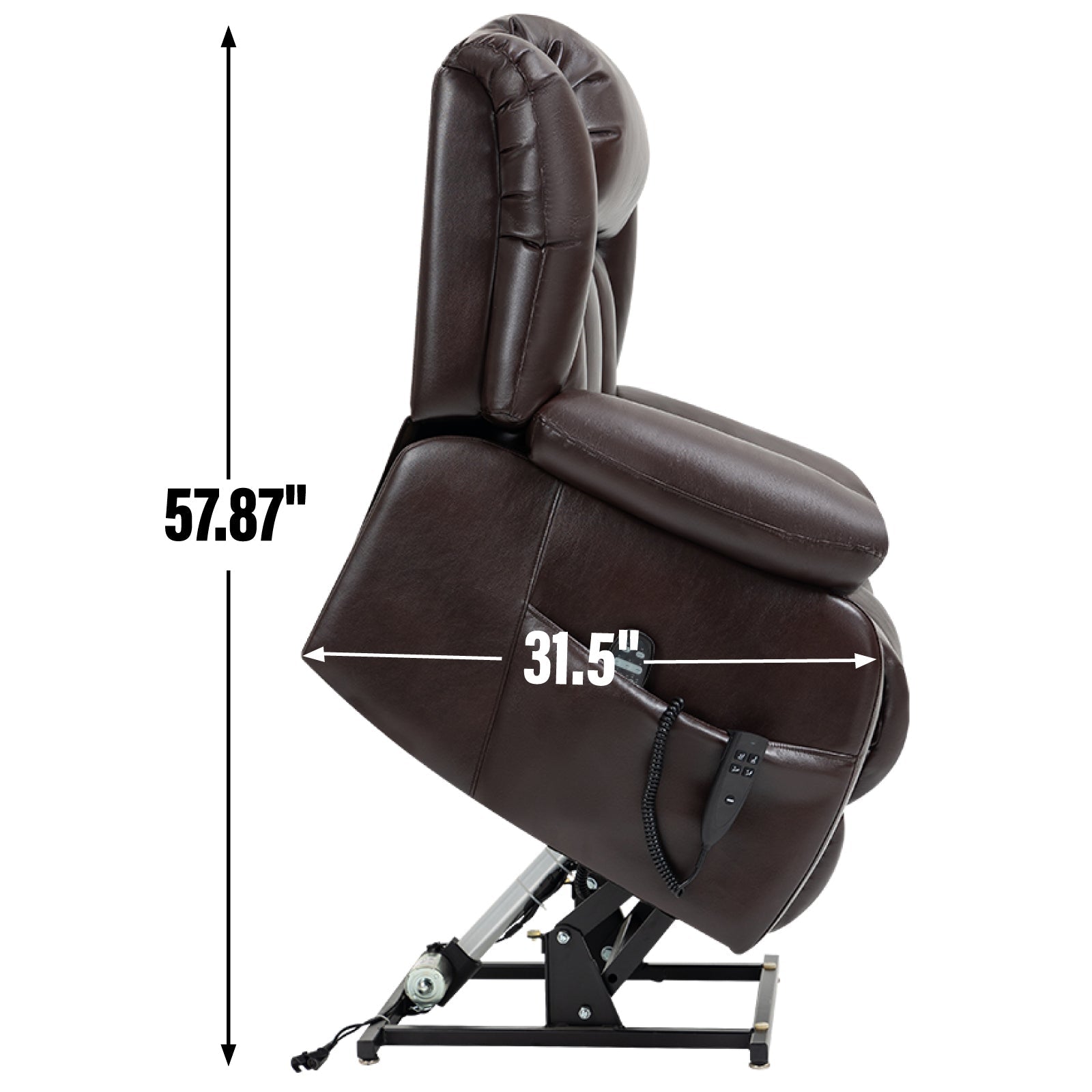 Brown Dual Motor Infinite Position Electric Medium size Power Lift Recliner Chair with 8 - Point Vibration Massage and Lumbar Heating - My Lift Chair