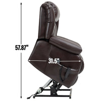 Brown Dual Motor Infinite Position Electric Medium size Power Lift Recliner Chair with 8 - Point Vibration Massage and Lumbar Heating - My Lift Chair