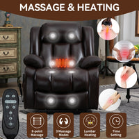 Brown Dual Motor Infinite Position Electric Medium size Power Lift Recliner Chair with 8 - Point Vibration Massage and Lumbar Heating - My Lift Chair