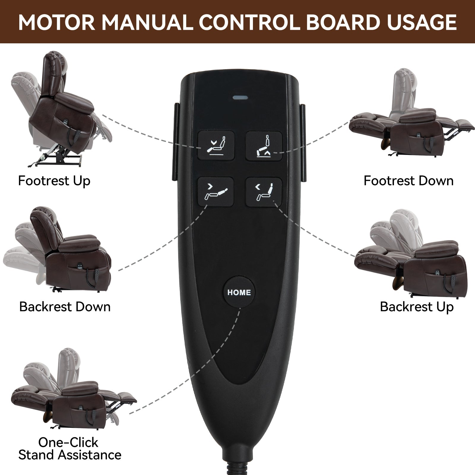 Brown Dual Motor Infinite Position Electric Medium size Power Lift Recliner Chair with 8 - Point Vibration Massage and Lumbar Heating - My Lift Chair