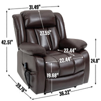 Brown Dual Motor Infinite Position Electric Medium size Power Lift Recliner Chair with 8 - Point Vibration Massage and Lumbar Heating - My Lift Chair
