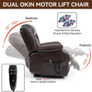Brown Dual Motor Infinite Position Electric Medium size Power Lift Recliner Chair with 8 - Point Vibration Massage and Lumbar Heating - My Lift Chair