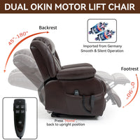 Brown Dual Motor Infinite Position Electric Medium size Power Lift Recliner Chair with 8 - Point Vibration Massage and Lumbar Heating - My Lift Chair