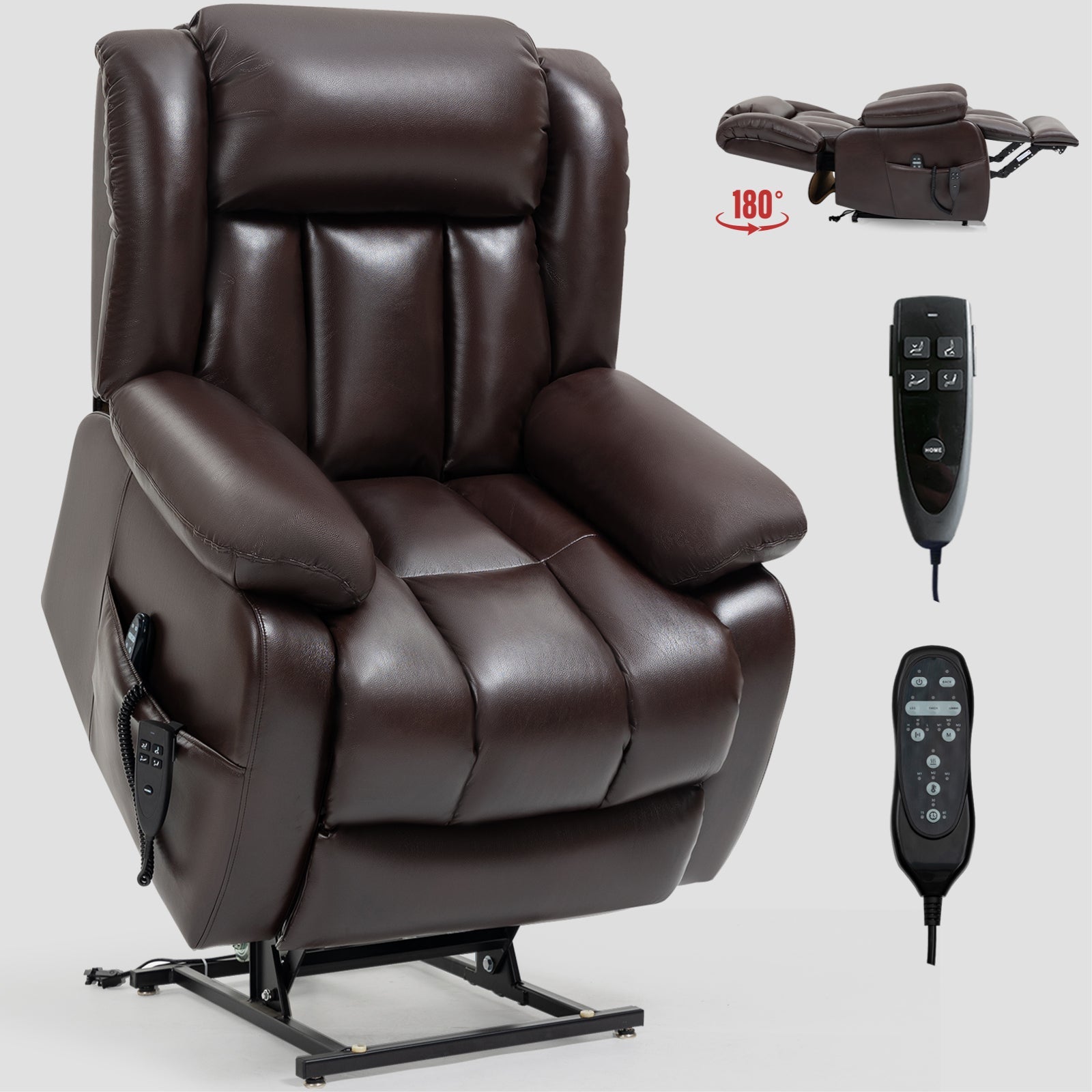 Brown Dual Motor Infinite Position Electric Medium size Power Lift Recliner Chair with 8 - Point Vibration Massage and Lumbar Heating - My Lift Chair