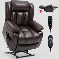 Brown Dual Motor Infinite Position Electric Medium size Power Lift Recliner Chair with 8 - Point Vibration Massage and Lumbar Heating - My Lift Chair