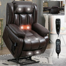 Brown Dual Motor Infinite Position Electric Medium size Power Lift Recliner Chair with 8 - Point Vibration Massage and Lumbar Heating - My Lift Chair