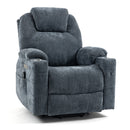 Blue Chenille Power Lift Recliner Chair, angle seated