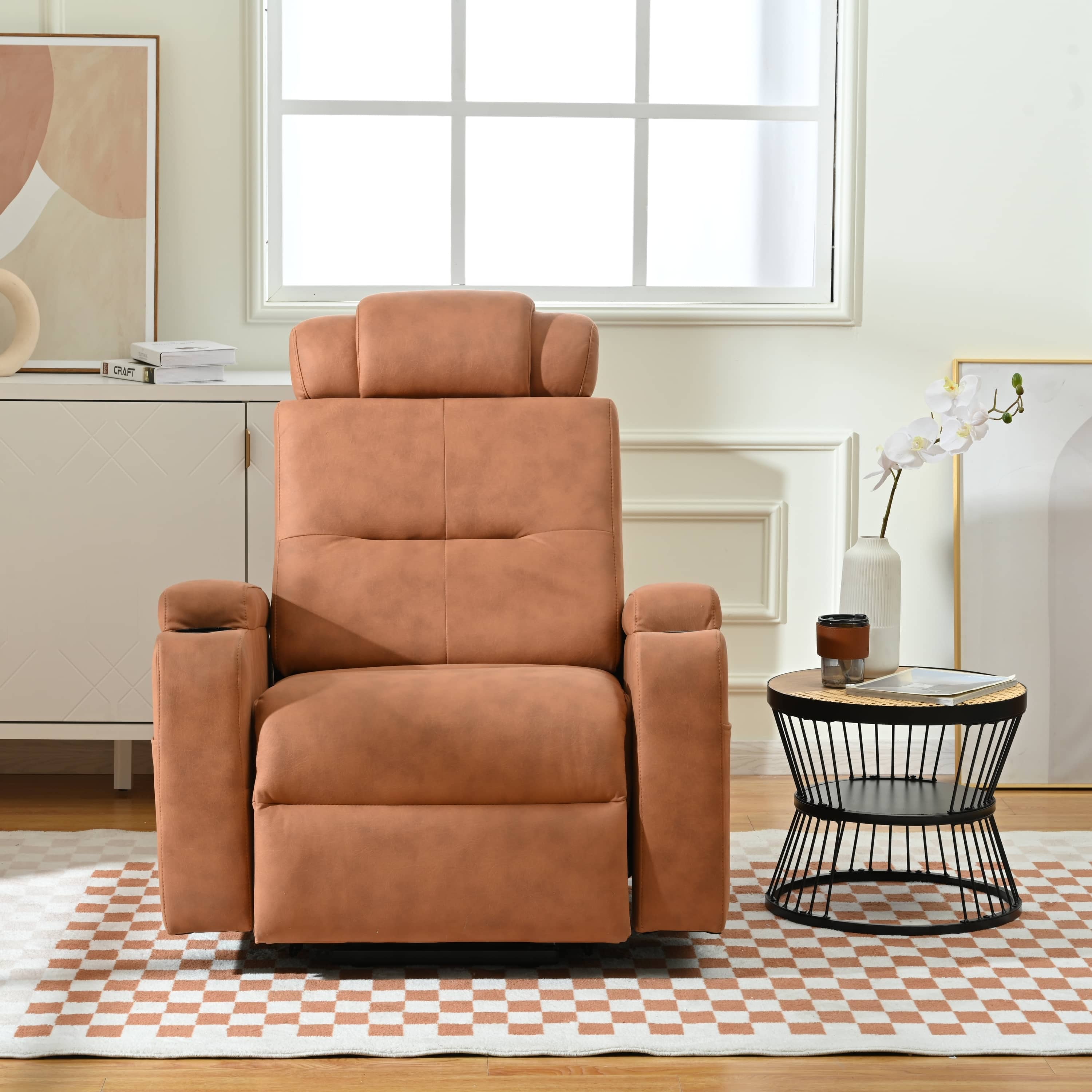 Modern Power Lift Chair Recliner, Orange front view