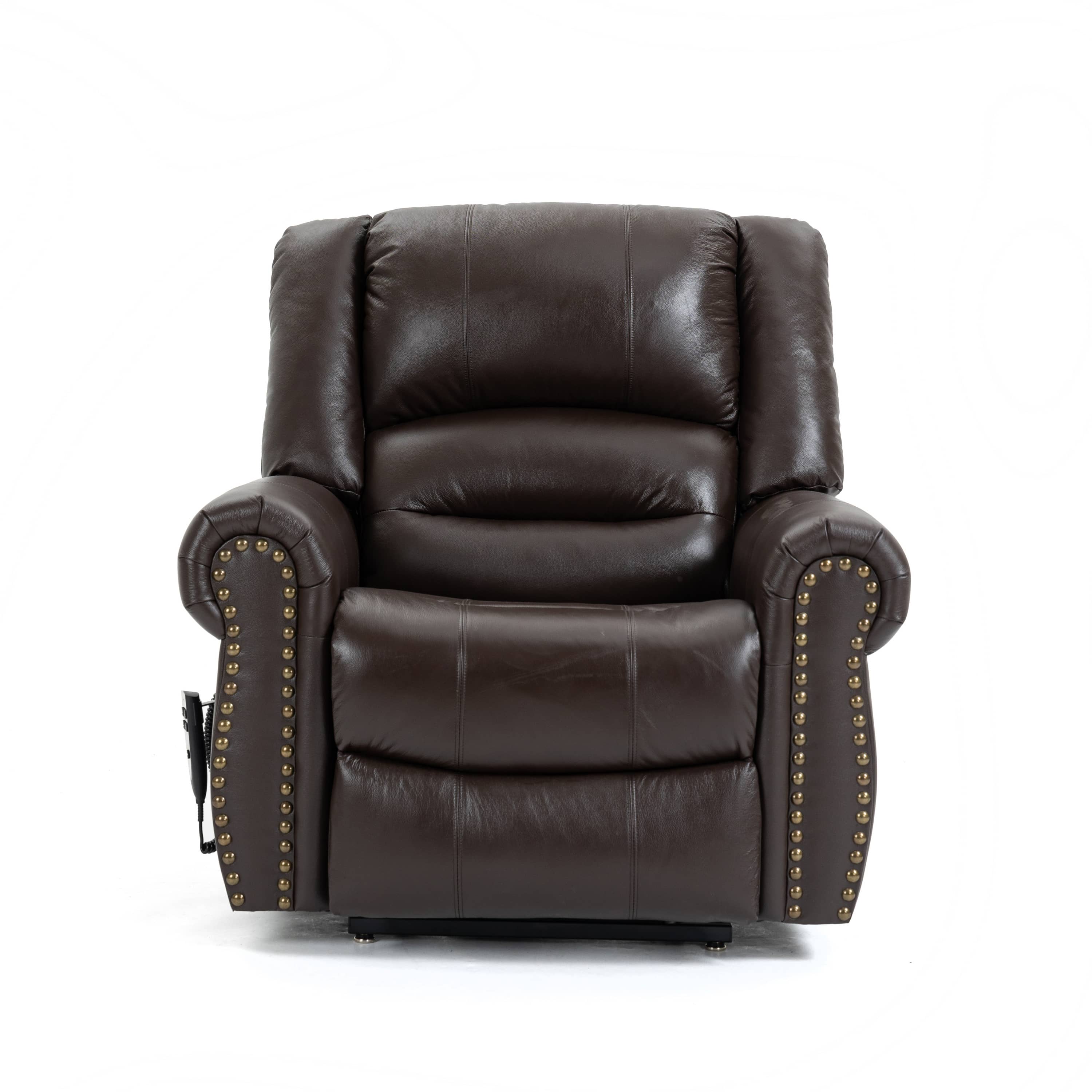 Genuine Leather Power Lift Recliner, seated front view