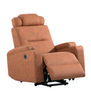 Orange Power Lift Chair with Headrest and Footrest Extended Front Profile