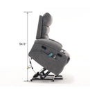Overstuffed Large Power Lift Recliner with Massage and Heat, Gray, lifted specifications