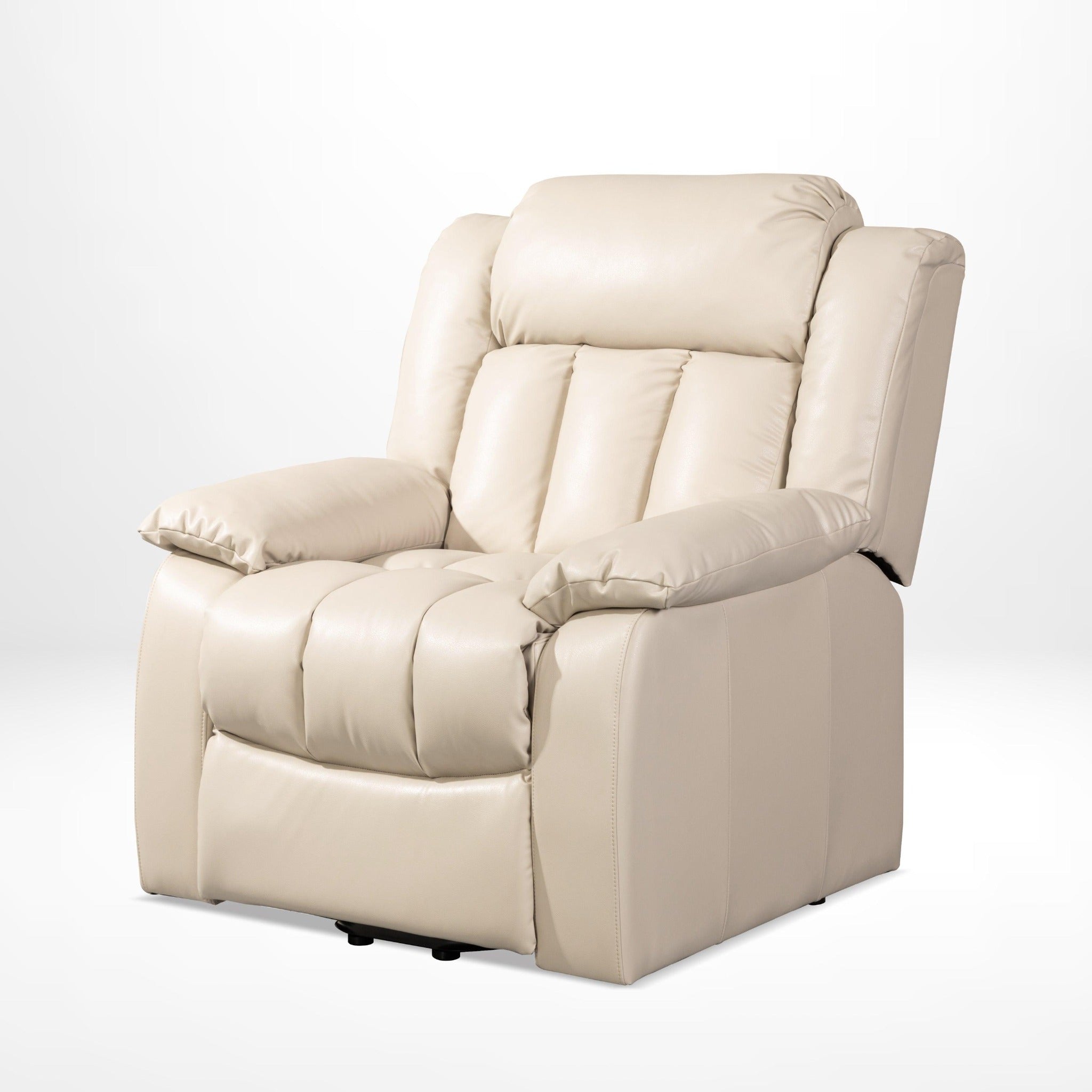Wide Power Lift Chair Recliner, Beige, seated angle view