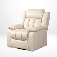 Power Lift Recliner Chair with Massage and Heating, Beige, angle seated