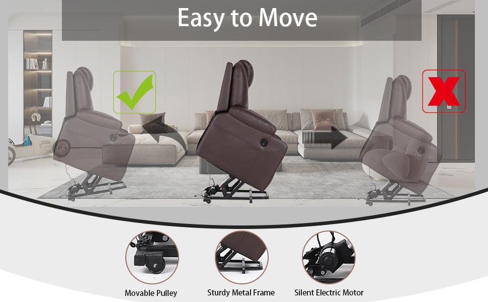 Premium Power Lift Recliner with 8-Point Massage and Heat, easy moving