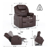 Premium Power Lift Recliner with 8-Point Massage and Heat, specificatinos
