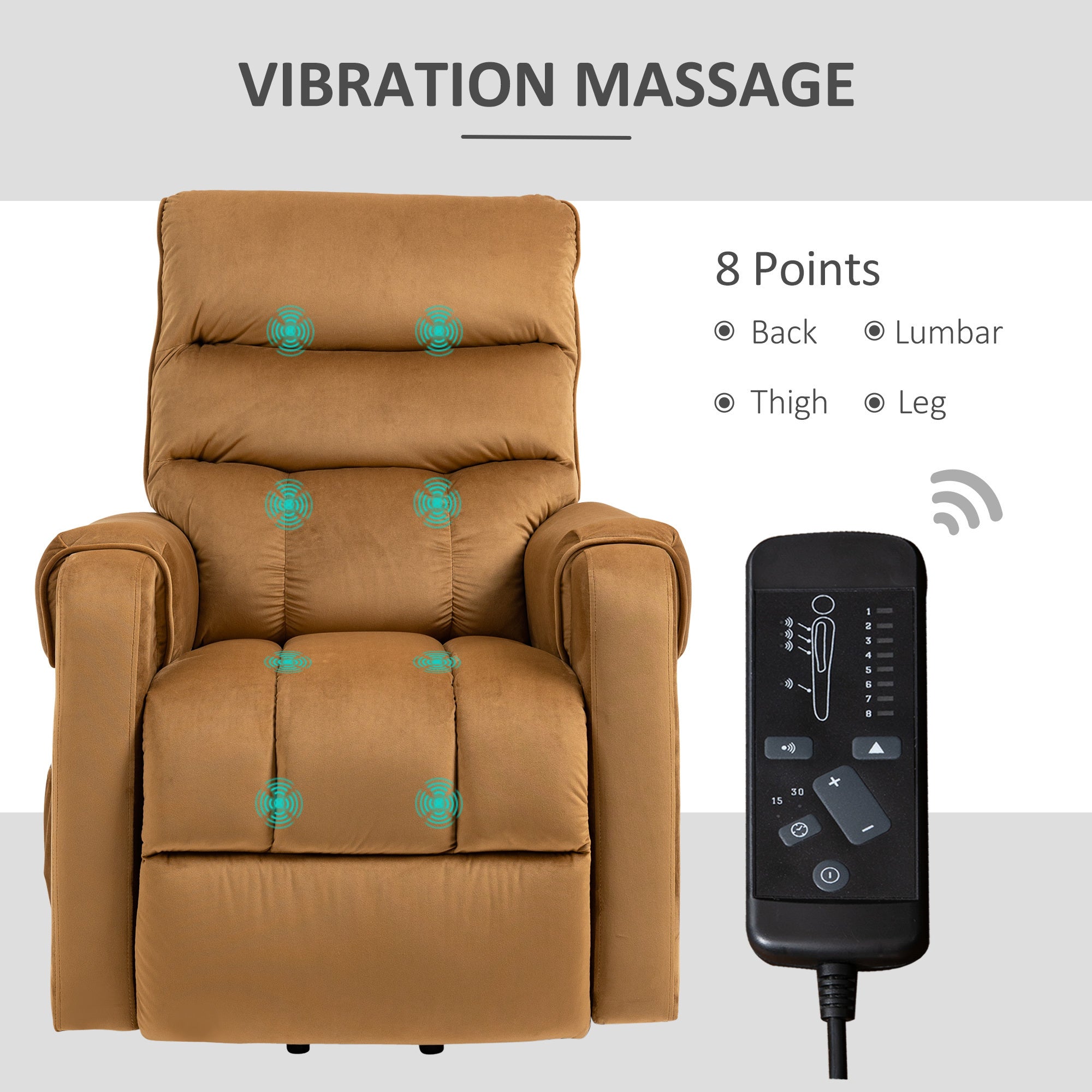 Velvet Touch Power Lift Recliner Chair with Vibration Massage, massage points