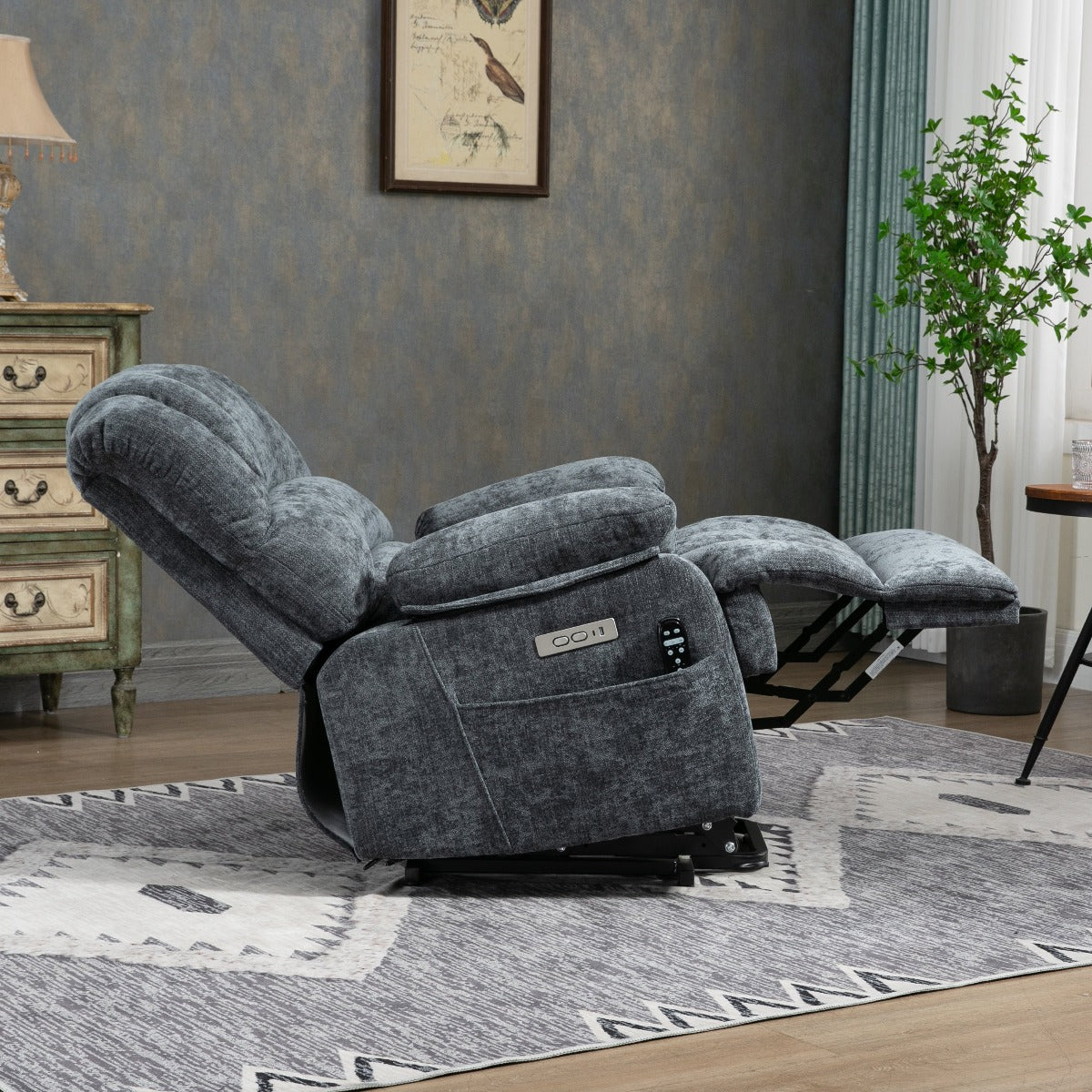 Blue Lift chair reclined