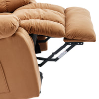 Beige Power Lift Chair Right Profile Foot Rest Lifted