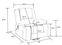 Heavy Duty Power Recliner Chair With Massage and Heating, Grey, seated specifications