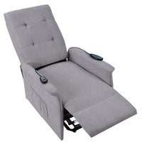Power Lift Chair Recliner with Adjustable Massage, angled view reclined