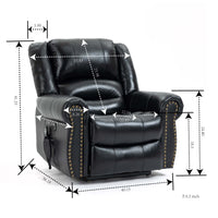 Genuine Leather Power Lift Recliner Chair with Heat, Massage and Infinite Positioning, dimensions