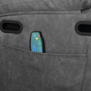 Overstuffed Large Power Lift Recliner with Massage and Heat, Gray, side pocket