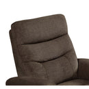 Dark Brown Power Lift Recliner Headrest Closeup