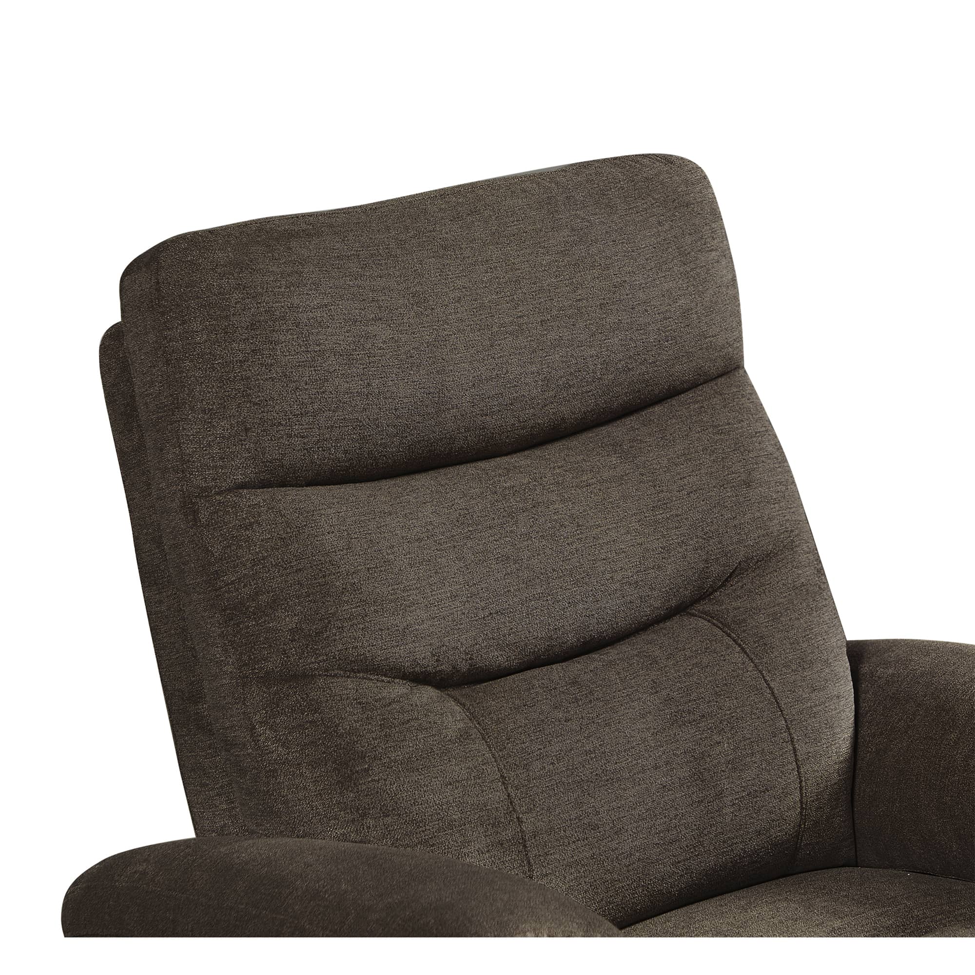 Dark Brown Power Lift Recliner Headrest Closeup