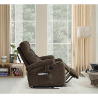 Dark Brown Power Lift Chair Right Side Profile with Head and Footrest Extended