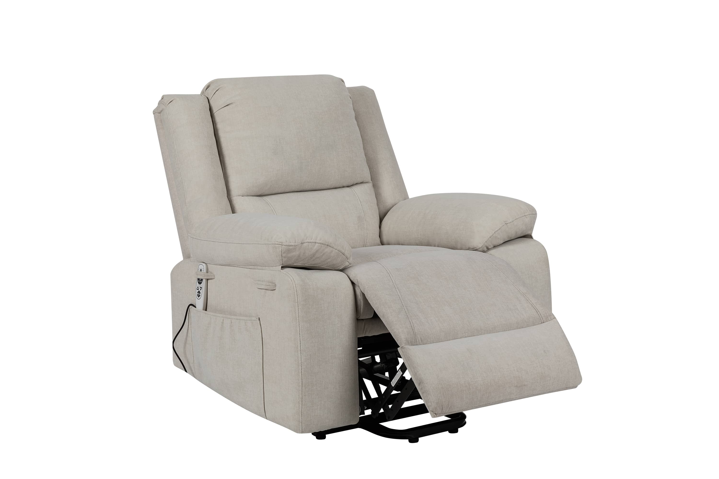 Power Recliner Chair With Massage and Cushion Heating, Beige, angle view - My Lift Chair