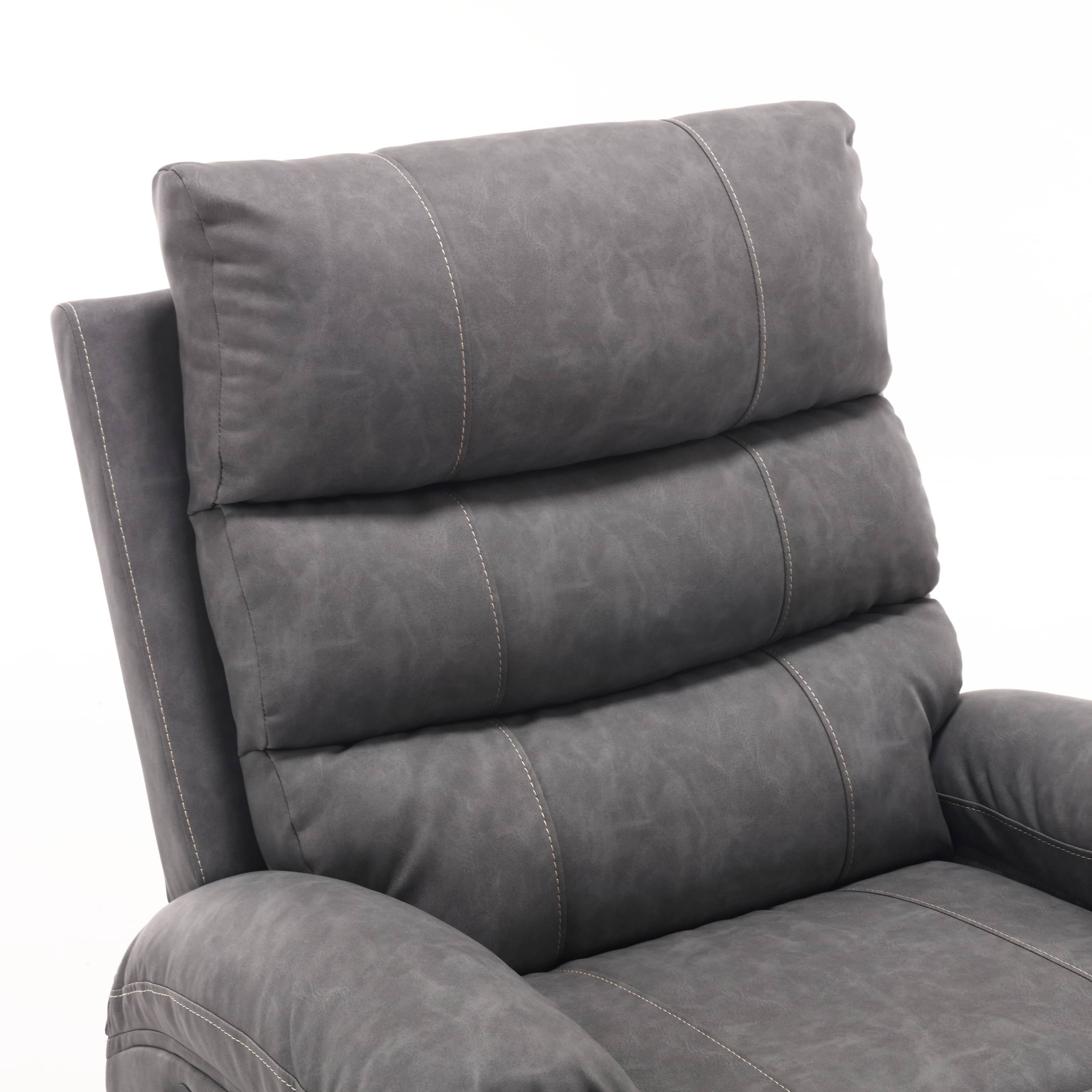Overstuffed Large Power Lift Recliner with Massage and Heat, Gray, back rest