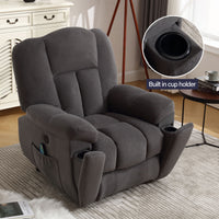 Infinite Position Power Lift Recliner with Heat and Massage, cup holder detail
