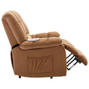 Light Brown Power Lift Chair Right Profile Foot Rest Extended