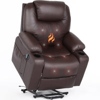 Premium Power Lift Recliner with 8-Point Massage and Heat, lifted angle