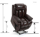 Brown Leather Power Lift Chair, lifted measurements