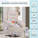Beige infinite position massage and heat power lift recliner, massage and heat points