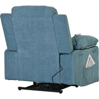Blue Power Lift Chair Back and Right Side Profile
