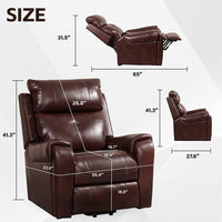 Red Brown Lift Recliner with Massage and Heat, dimensions