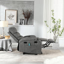 Overstuffed Large Power Lift Recliner with Massage and Heat, Gray, side view reclined