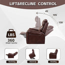 Red Brown Power Lift Recliner, lift and recline angles