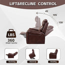 Red Brown Lift Recliner with Massage and Heat