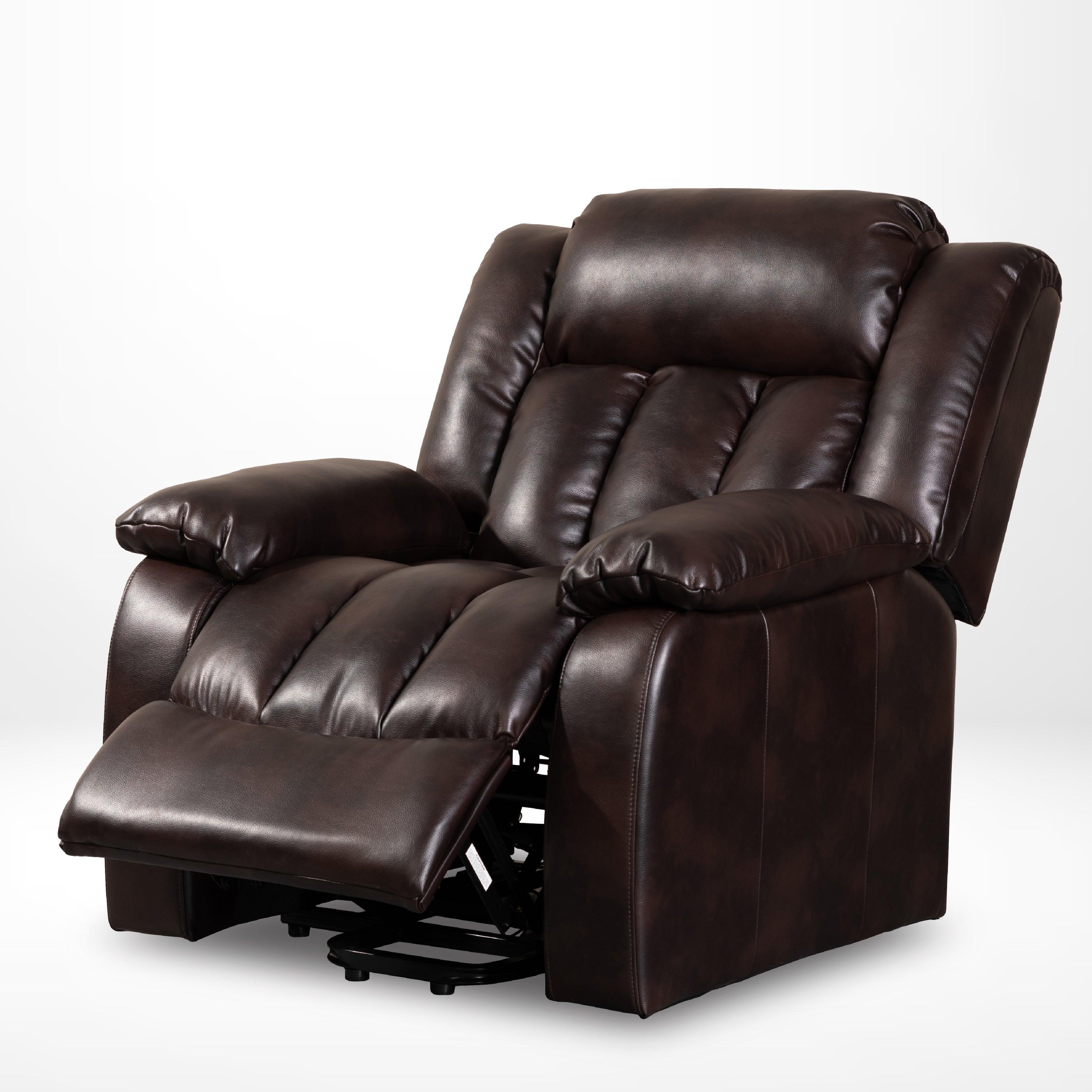Red Brown Lift Chair Recliner, reclined