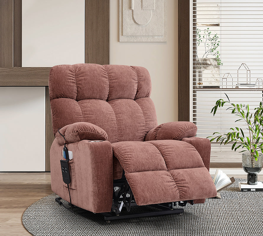 Infinite Position Sleep and Lift Recliner with Heat Massage, Rose