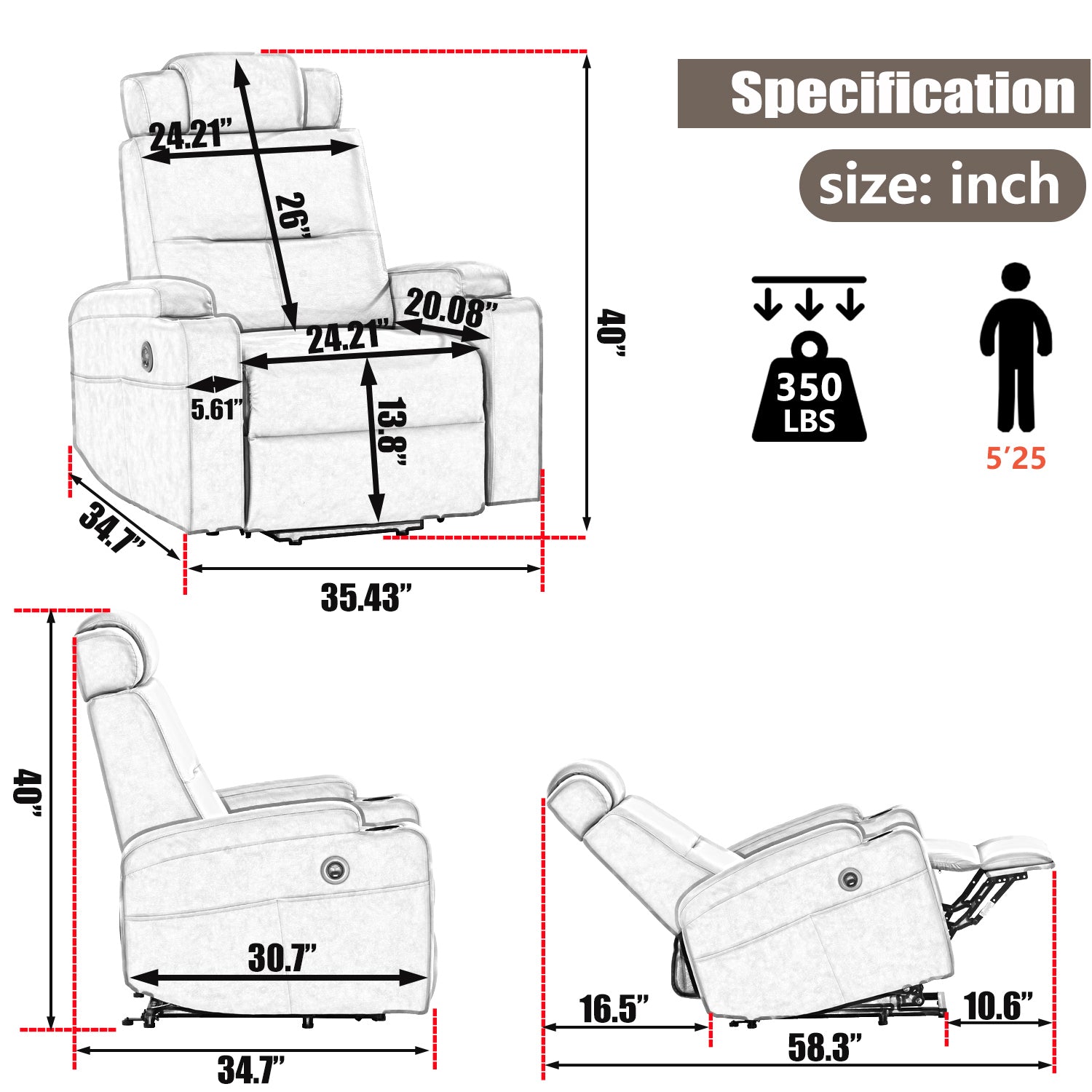 Orange Power Lift Chair Measurements