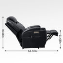 Power Lift Recliner Chair with Massage and Lumbar Heating, Black, reclined